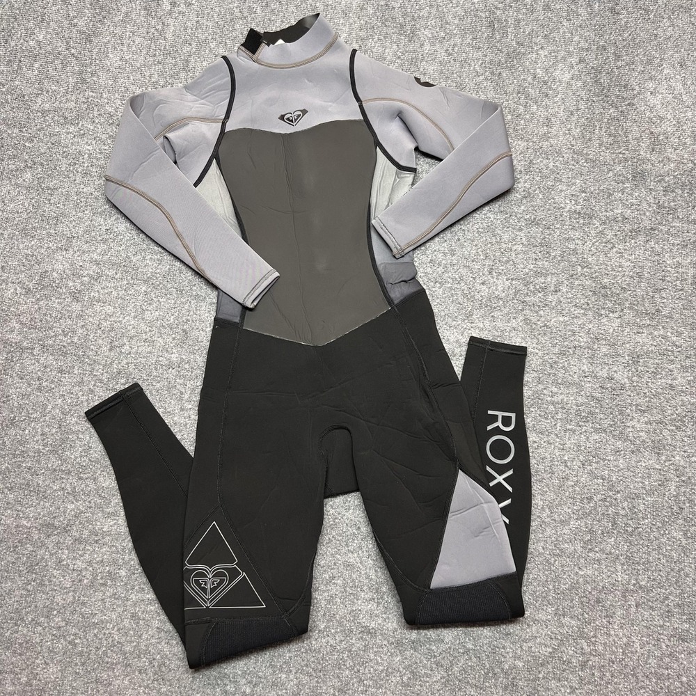 Roxy Syncro Full Wetsuit Womens 2 Gray Black Long Sleeve Surf Neoprene Suit - Picture 4 of 16